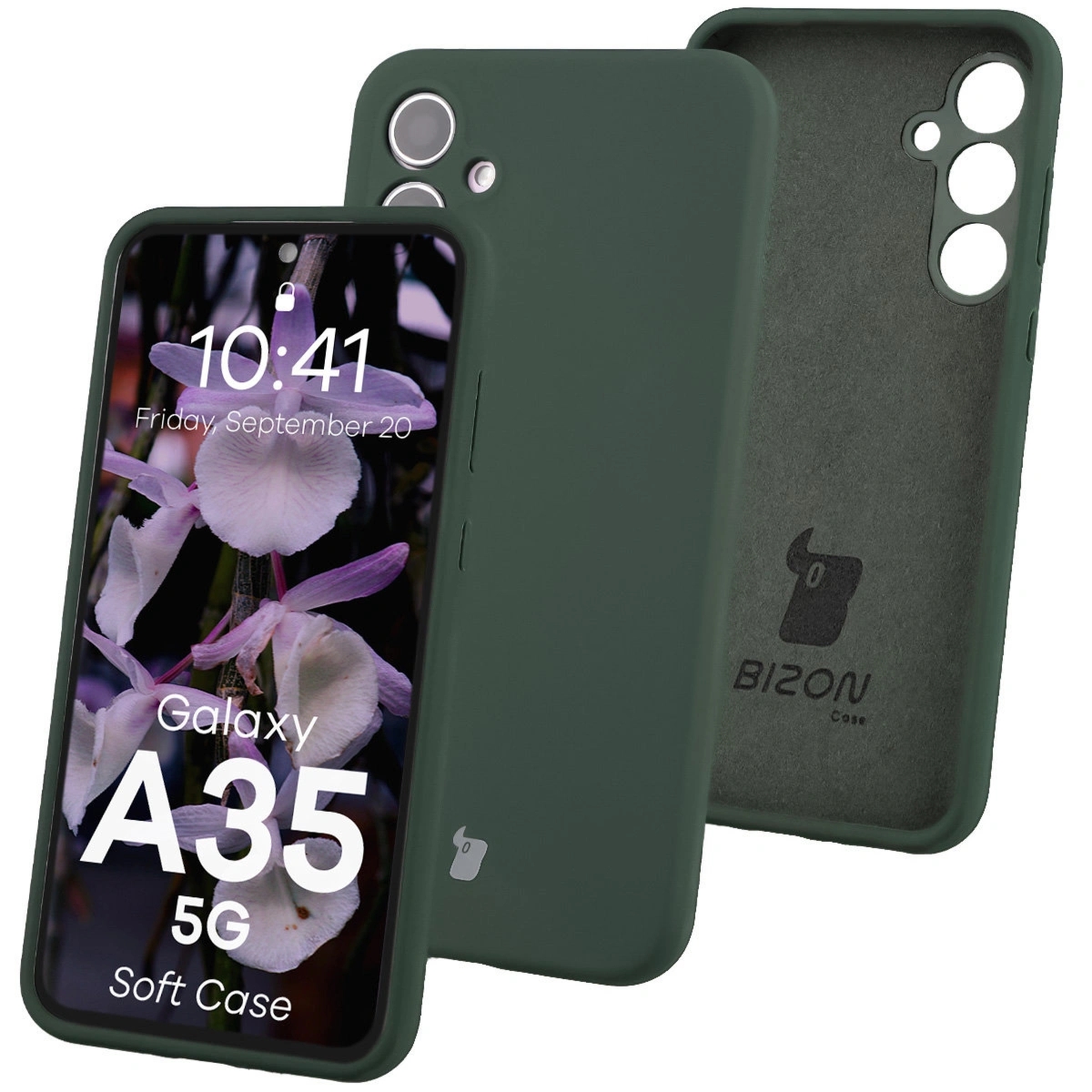 Silikonowe etui Bizon Soft Case do Galaxy A35 5G, ciemnozielone