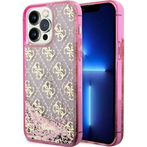 Image of Etui Guess Liquid Glitter 4G Translucent do iPhone 14 Pro, różowe