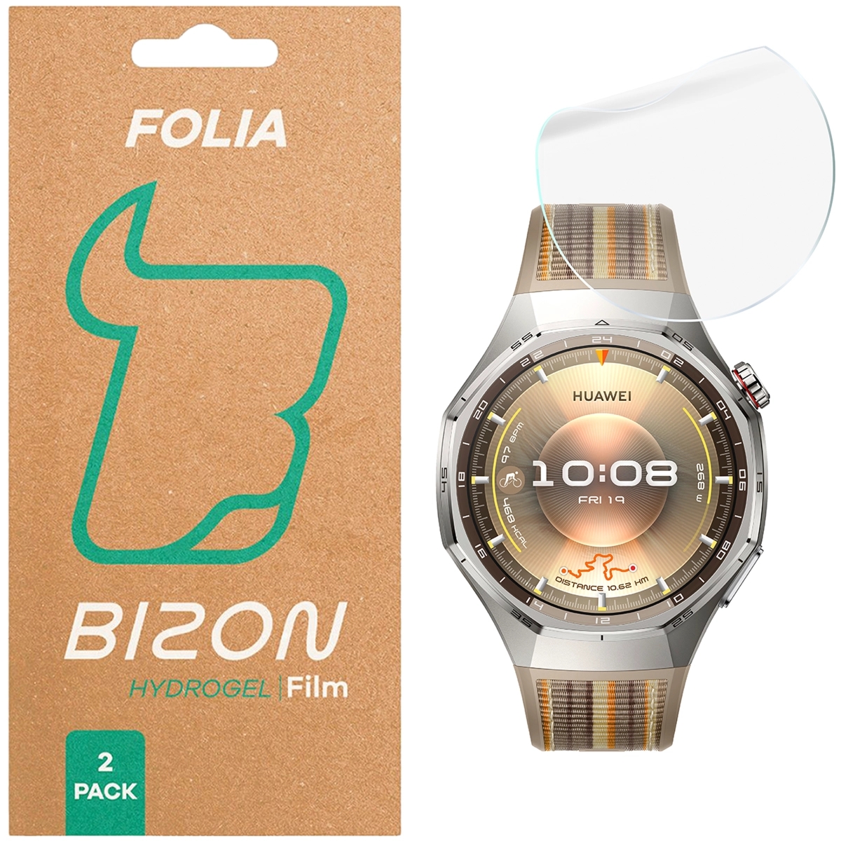 Folia hydrożelowa na ekran Bizon Watch Film Hydrogel Duo do Huawei Watch GT6 Pro 46 mm, 2 sztuki