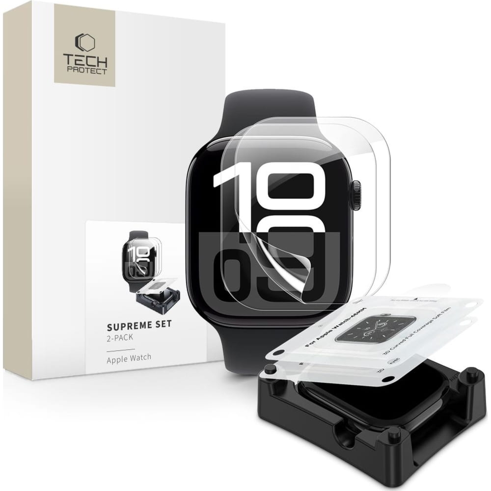 Folia hydrożelowa Tech-Protect Supreme Set 2-pack do Apple Watch 11 / 10 (46 mm), 2 sztuki