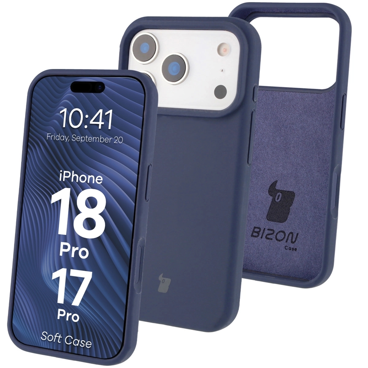 Silikonowe etui Bizon Soft Case do iPhone 18 Pro / 17 Pro, ciemnoniebieskie