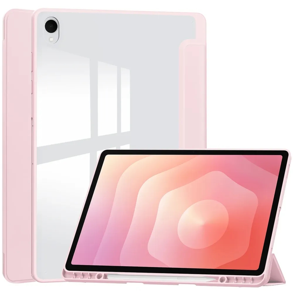 Etui z klapką Bizon Case Tab Clear Matt do Galaxy Tab S12 Plus, różowe