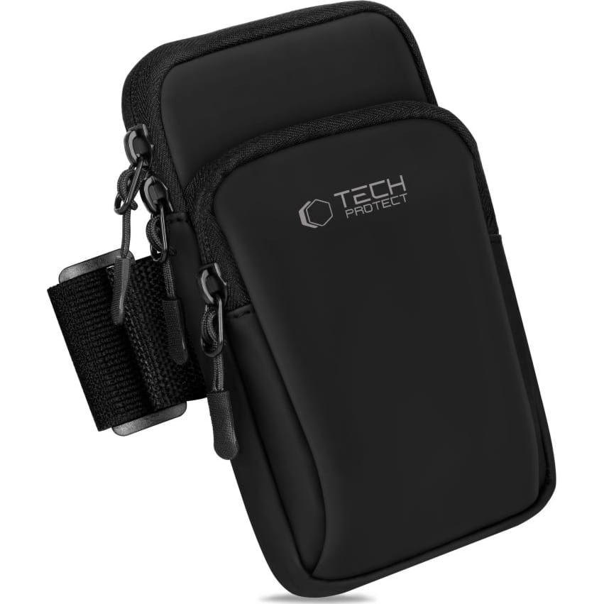 Saszetka sportowa, opaska na ramię do biegania – na telefon / słuchawki / akcesoria, Tech-Protect M7 Universal Sport Armband, czarna