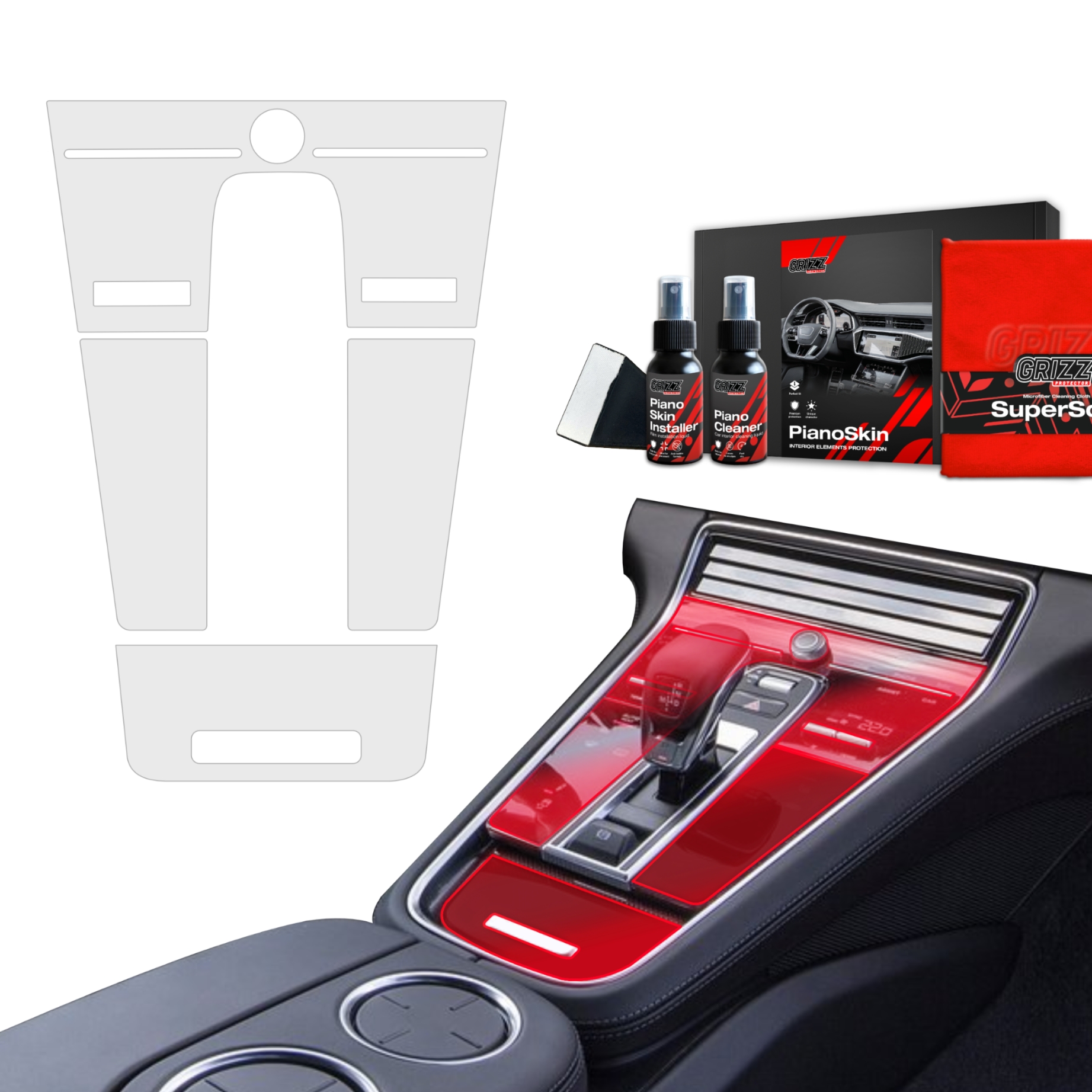 4w1 Grizz Protector folia ochronna do wnętrza Porsche Panamera 2 (2016-2023) Antyodciskowa PianoSkin
