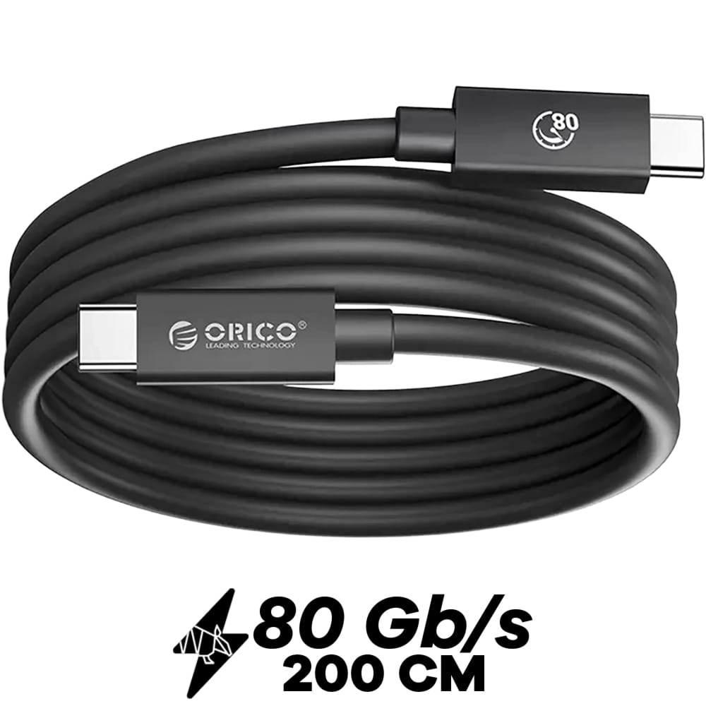 OUTLET: Kabel Thunderbolt 5 USB-C – USB-C, Orico TBZ5, 240W,  80Gb/s, USB4, 2 m, czarny