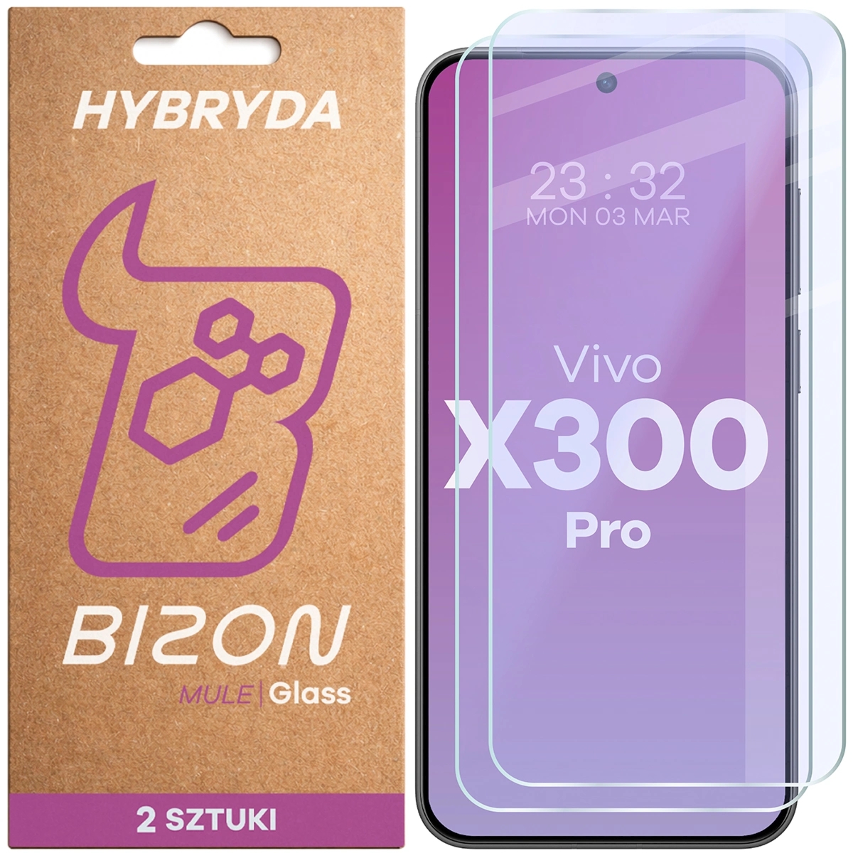 Elastyczne szkło hybrydowe Bizon Hybrid Mule Duo do Vivo X300 Pro, 2 sztuki