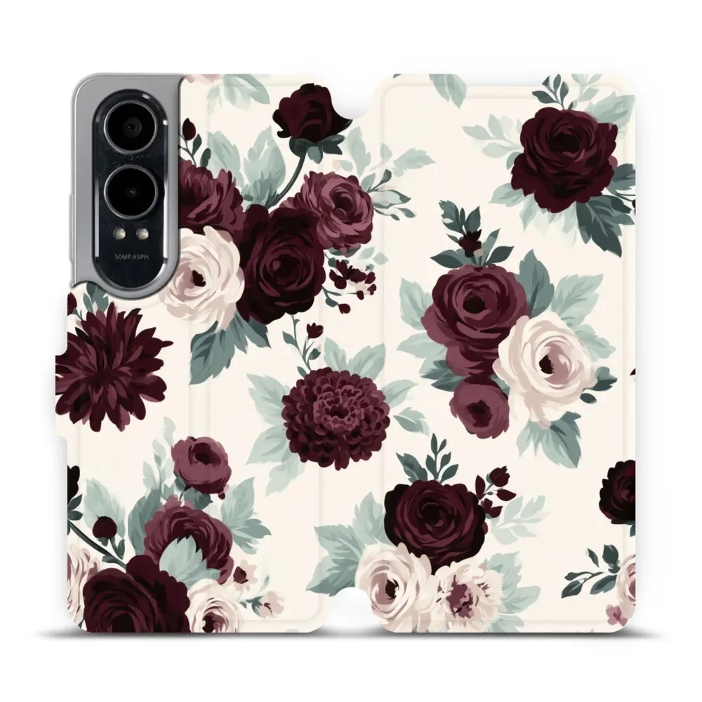 Etui z klapką do OnePlus Nord CE4 Lite 5G, Mobiwear Book, róże z szałwią na kremie
