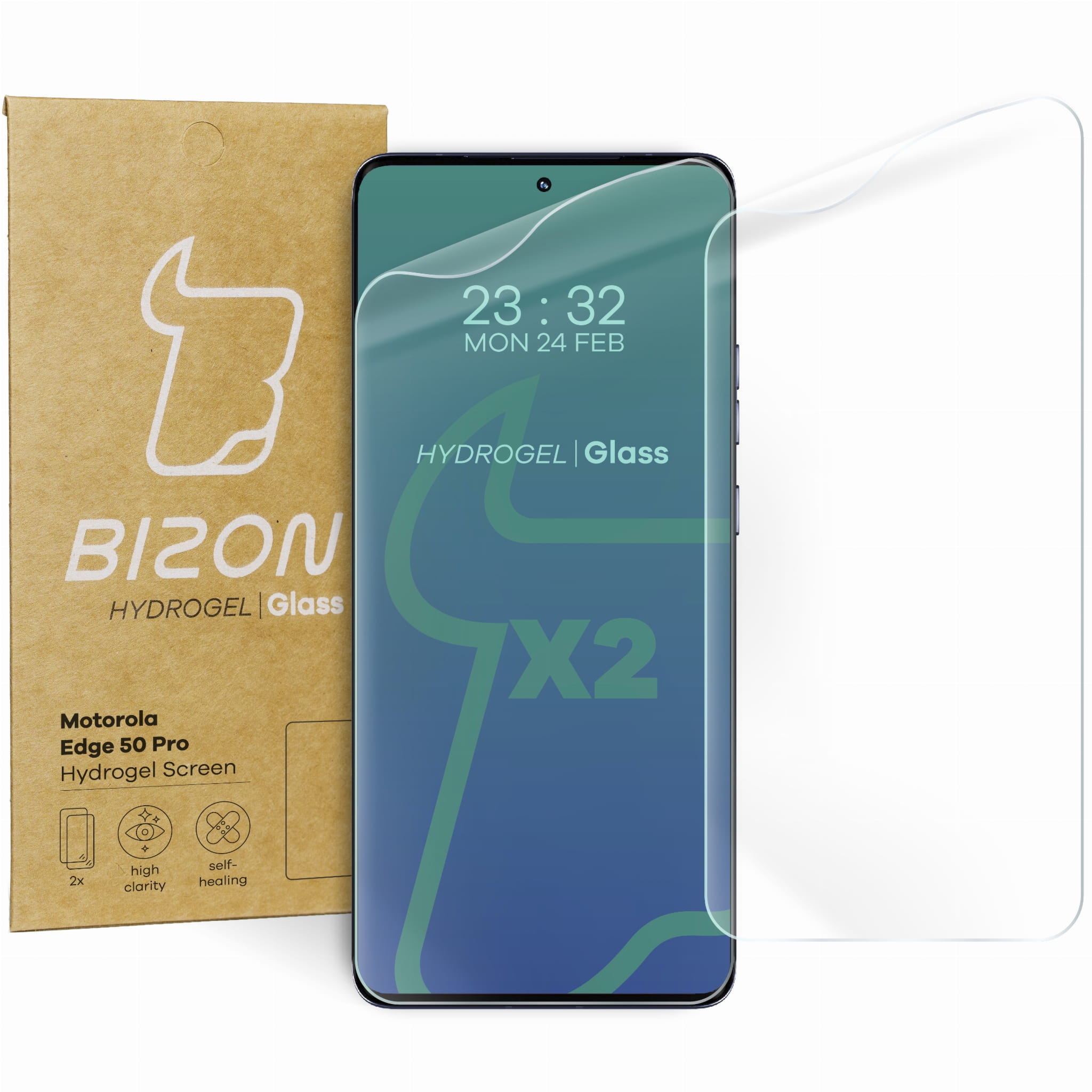 Folia hydrożelowa na ekran Bizon Film Hydrogel Front Duo do Motorola Edge 50 Pro / Fusion / Ultra, 2 sztuki