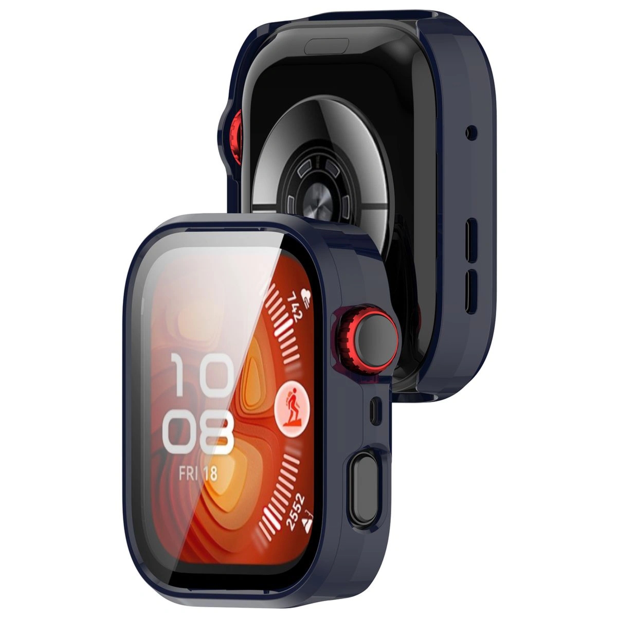 Etui ze szkłem do zegarka Bizon Case Watch Adamo do Huawei Watch Fit 4 Pro, niebieskie