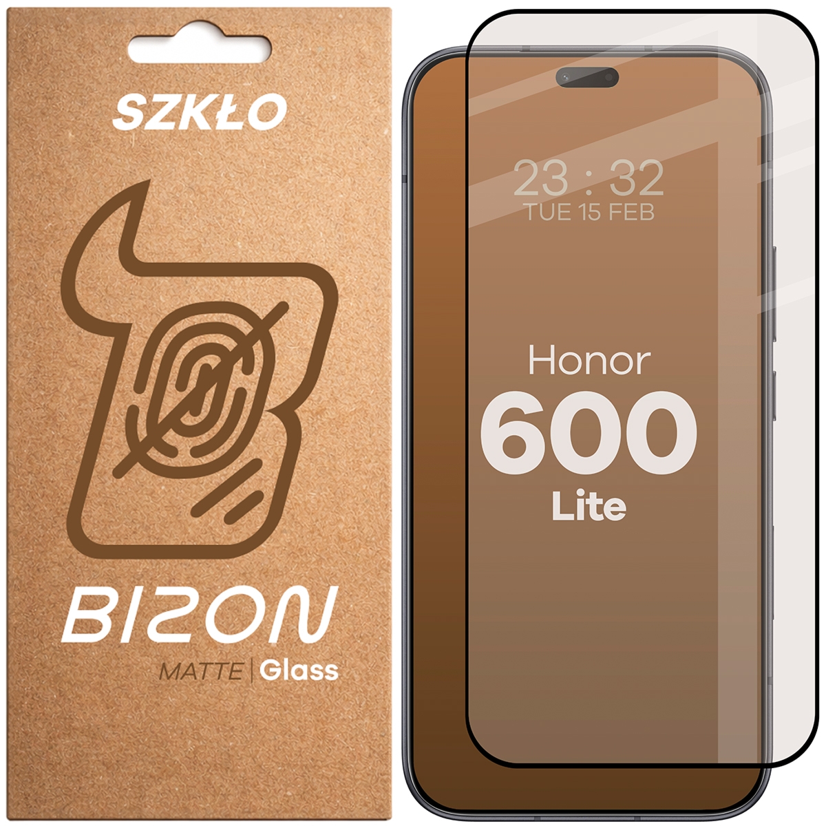 Matowe szkło hartowane Bizon Glass Matte do Honor 600 Lite 5G, czarna ramka