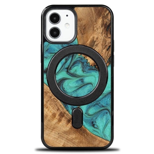 Image of Drewniane etui Bewood iPhone 12 Mini, Turquoise MagSafe