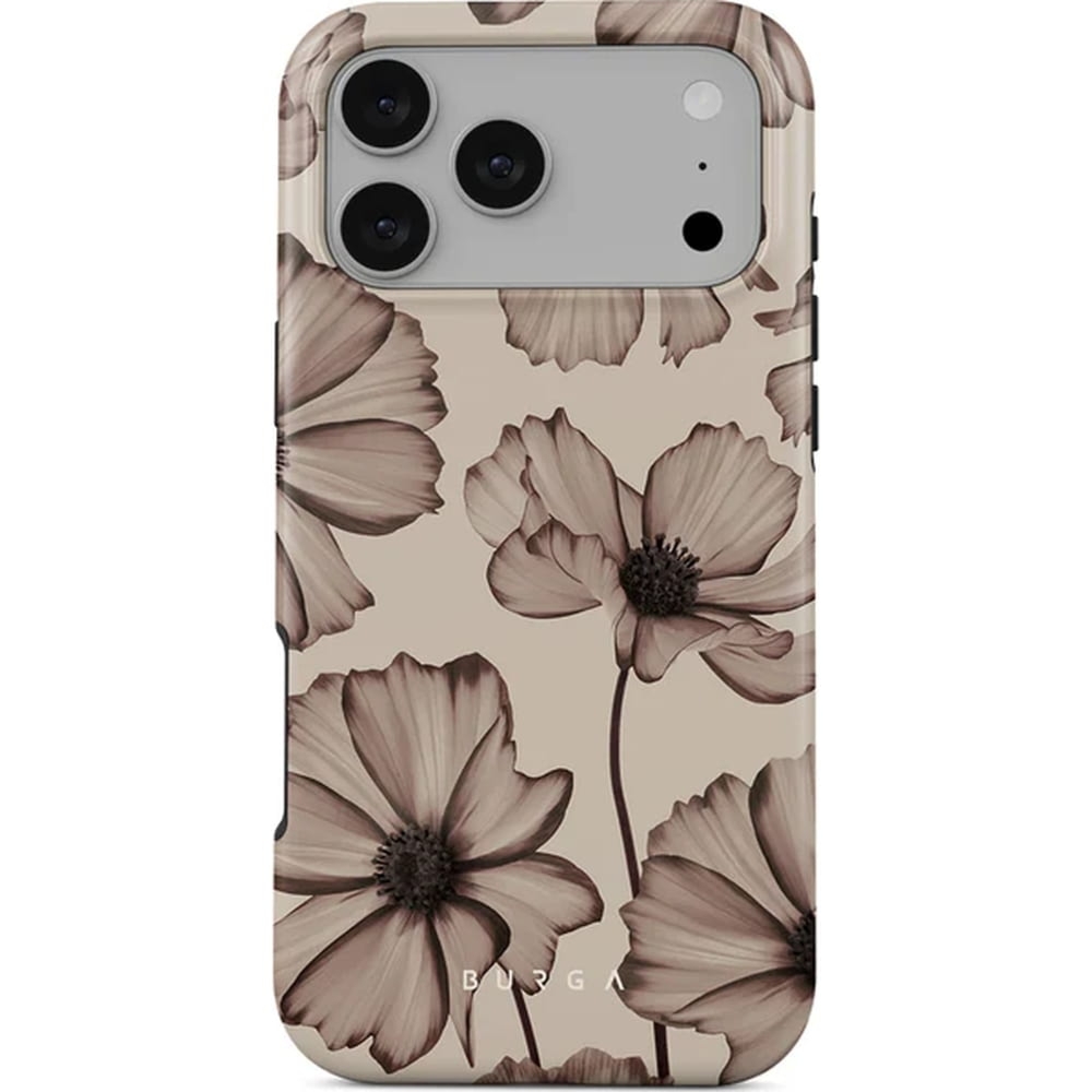 Etui Burga Barely Yours Tough Magnetic do iPhone 17 Pro Max, brązowe z kwiecistym wzorem