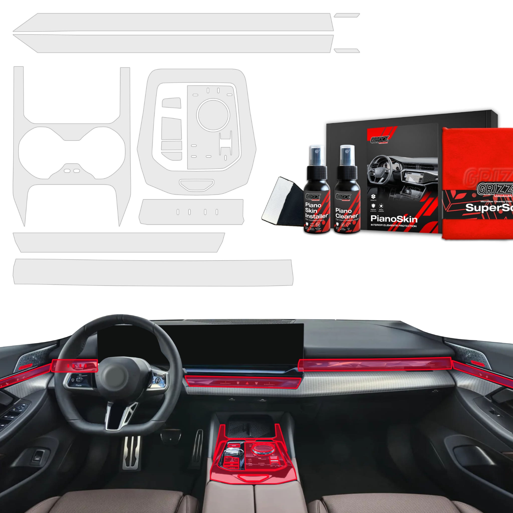 9w1 Folia ochronna Grizz Protector do wnętrza BMW 5 G60 (2023-2026) Antyodciskowa PianoSkin