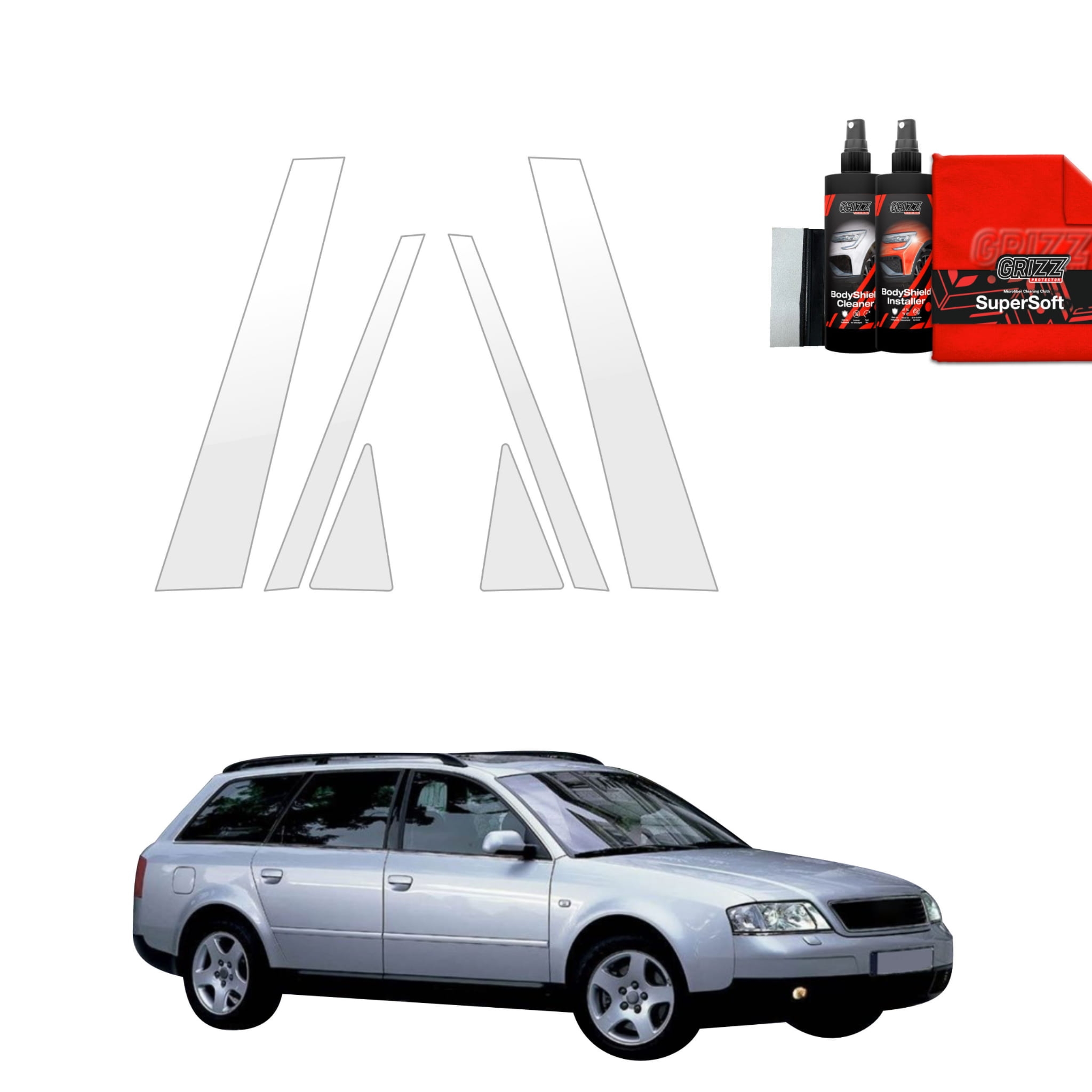 6w1 Folia ochronna na słupki Grizz Protector do Audi A6 C5 Avant (1998-2004)
