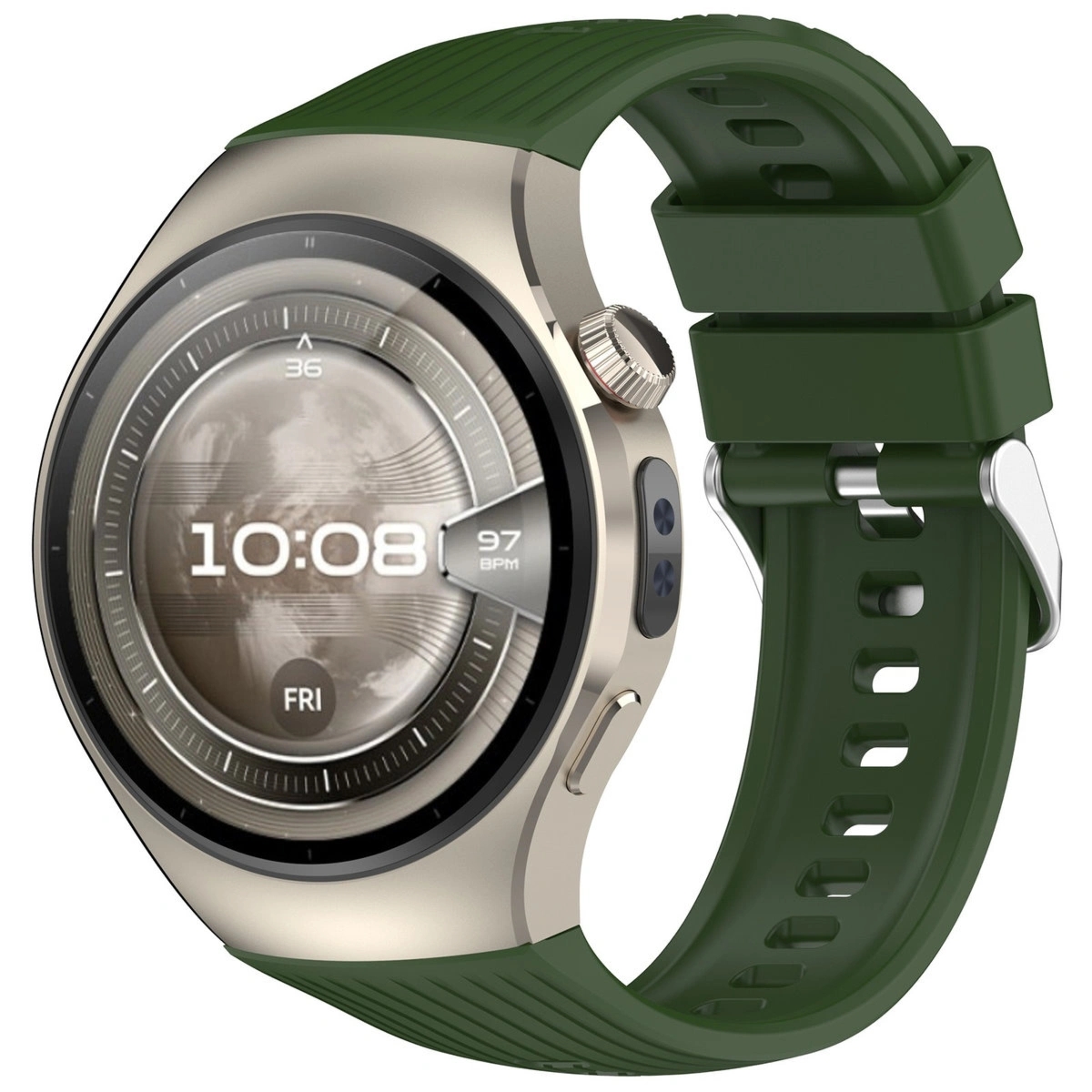 Silikonowy pasek Bizon Strap Watch Silicone T do Huawei Watch 5 46 mm, ciemnozielony