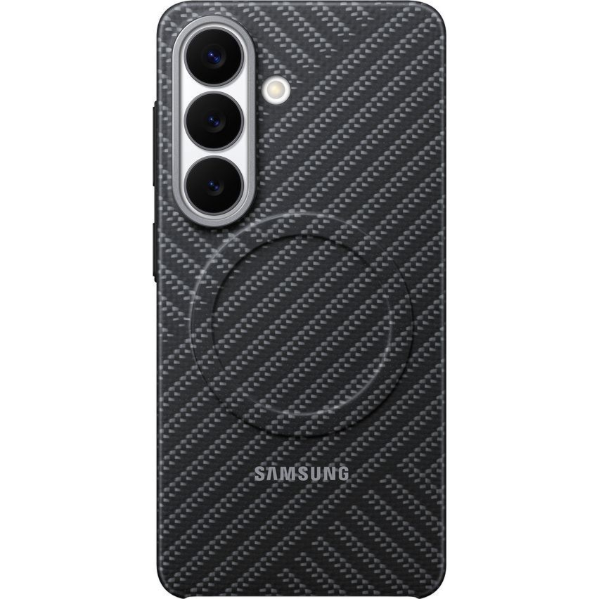 Oryginalne etui Samsung Carbon Magnet Case do MagSafe do Galaxy S26, szare z włóknem węglowym