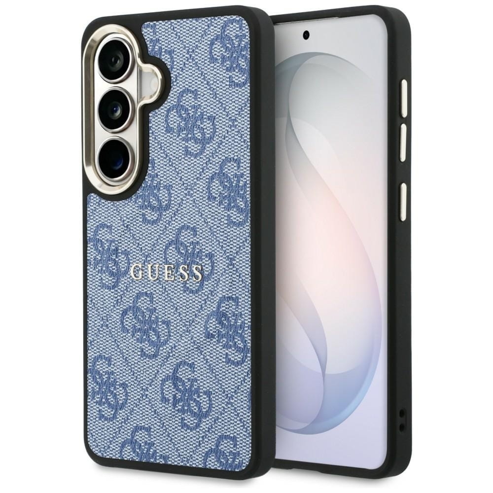 Etui Guess Hardcase Leather Logo MagSafe do Galaxy S26, niebieskie Classic Logo Guess