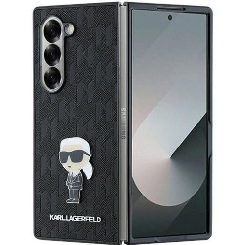 Image of Etui Karl Lagerfeld Saffiano Ikonik Pin do Galaxy Z Fold6, czarne