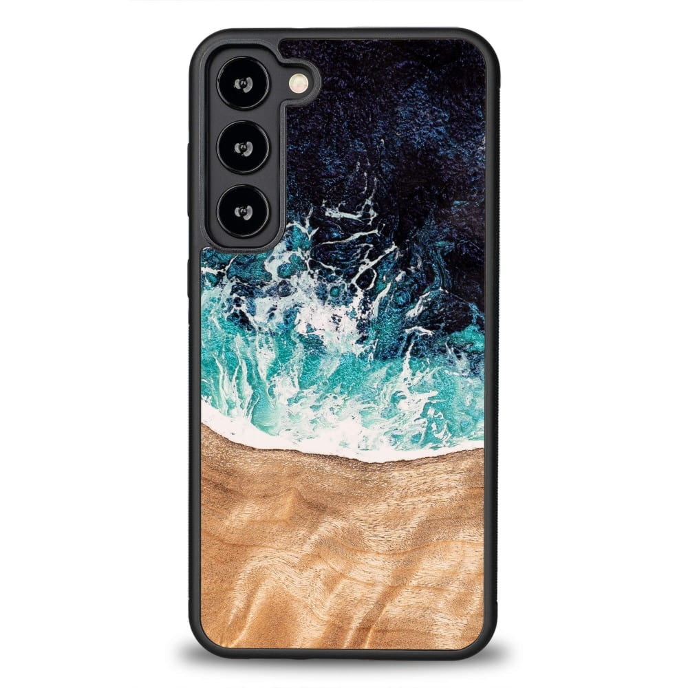 Drewniane etui do Galaxy S23 Plus, Bewood Unique Dream Island, niebiesko-brązowe