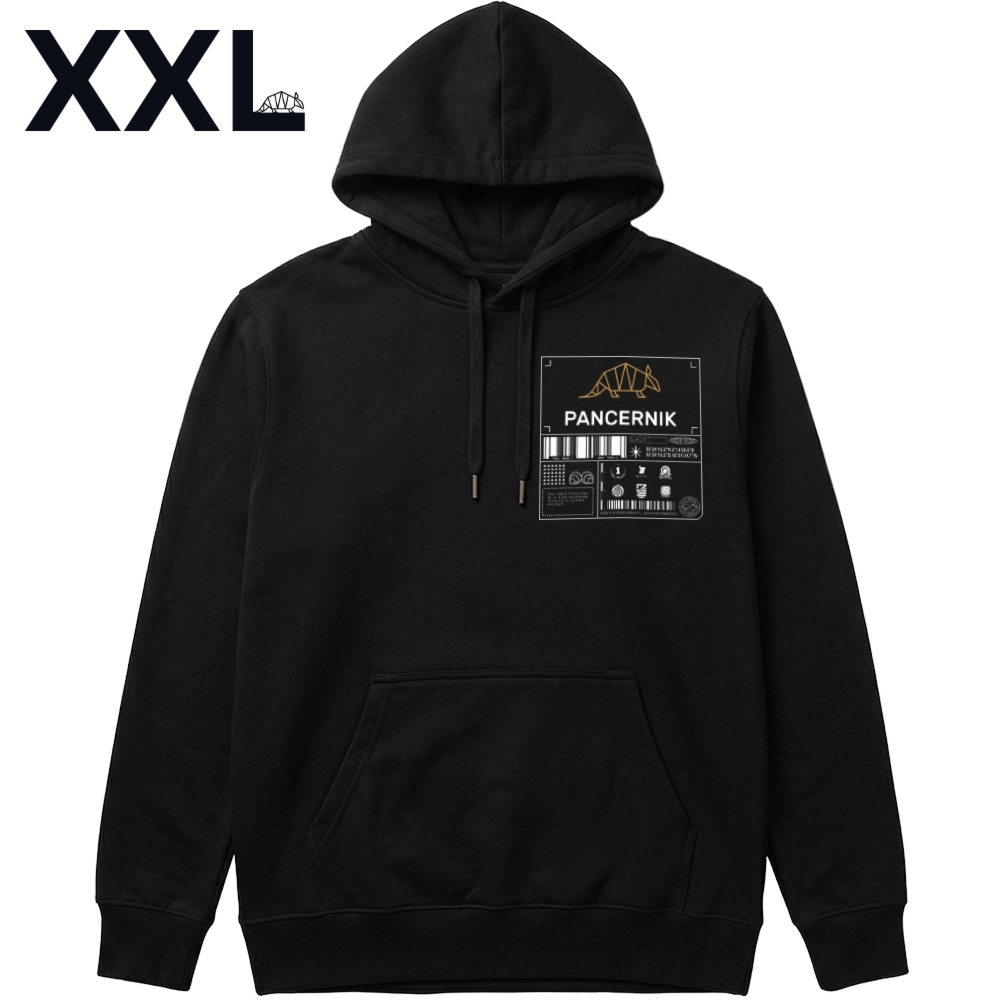 Bluza z kapturem, hoodie Pancernik Sign (nie ma lekko), czarna XXL