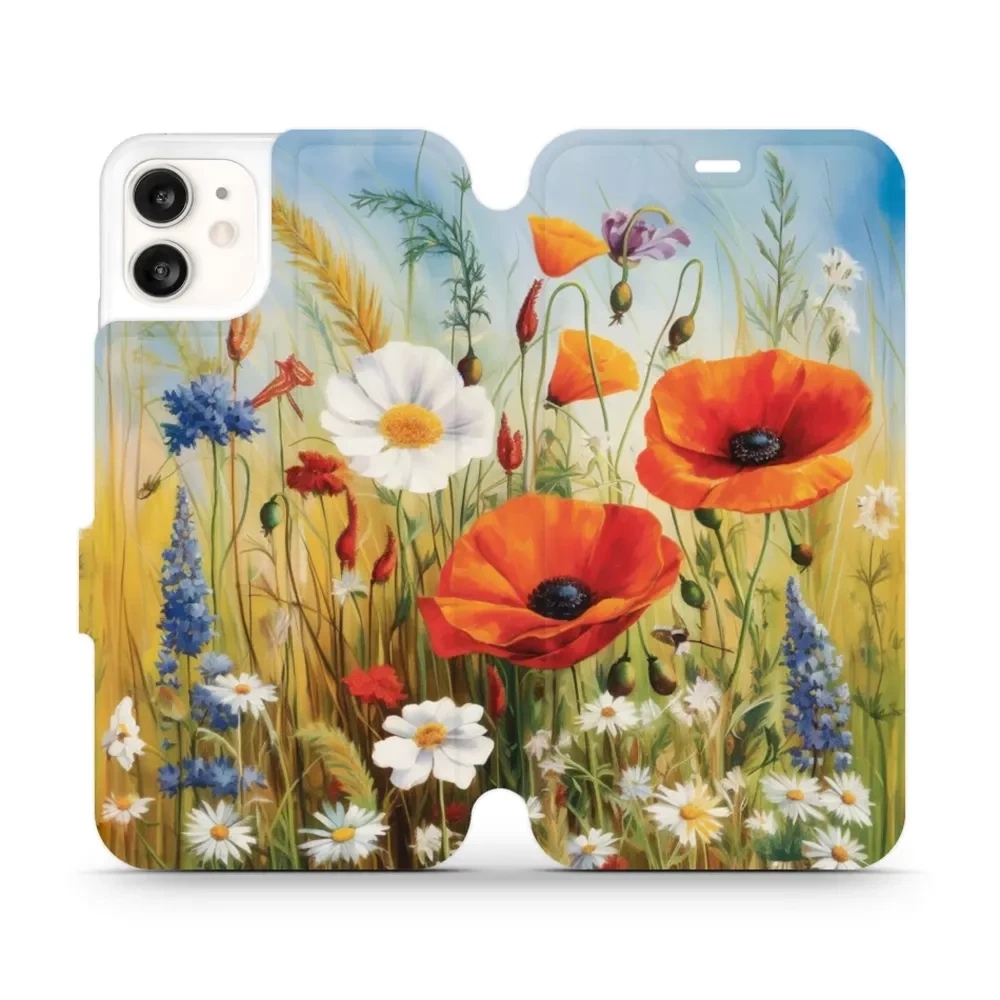 Etui z klapką do iPhone 11, Mobiwear Book, łąkowe kwiaty