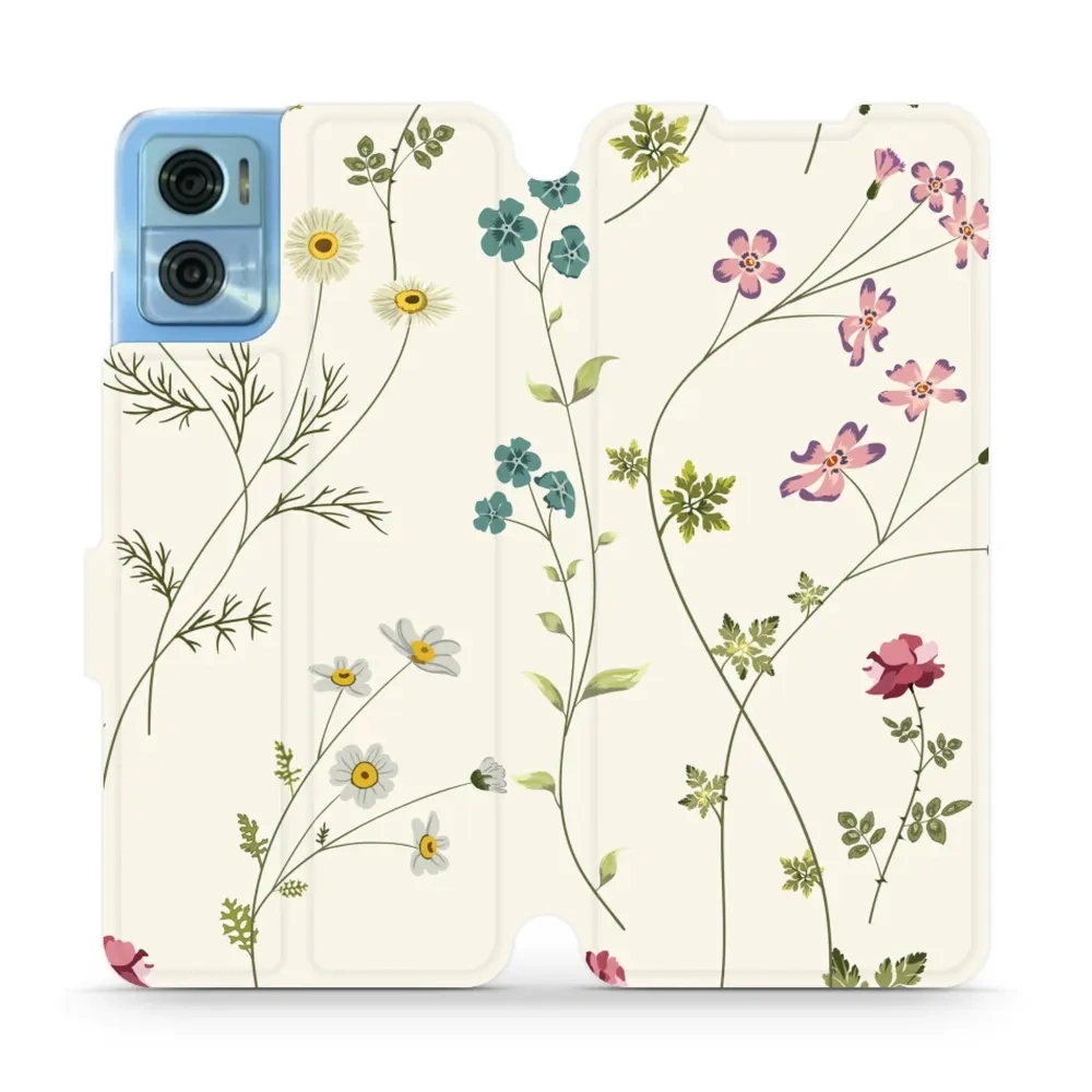 Etui z klapką do Motorola Moto E22, Mobiwear Book, polne kwiaty