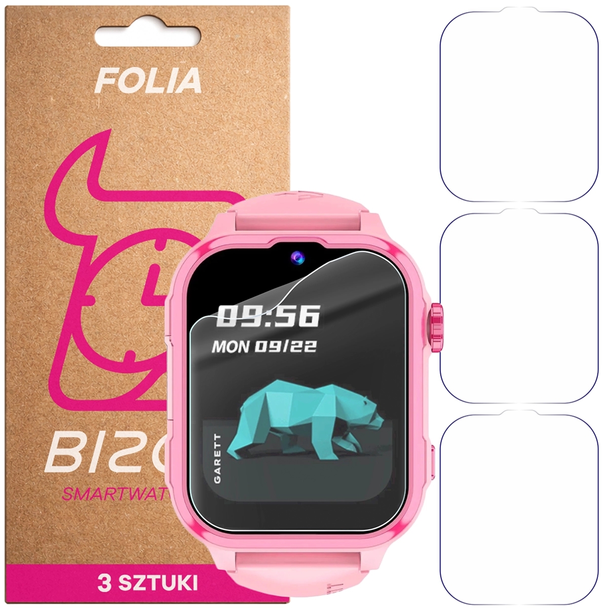 Folia ochronna na ekran zegarka Bizon Watch Film HydroFlex do Garett Kids Hero Pro 4G, 3 sztuki