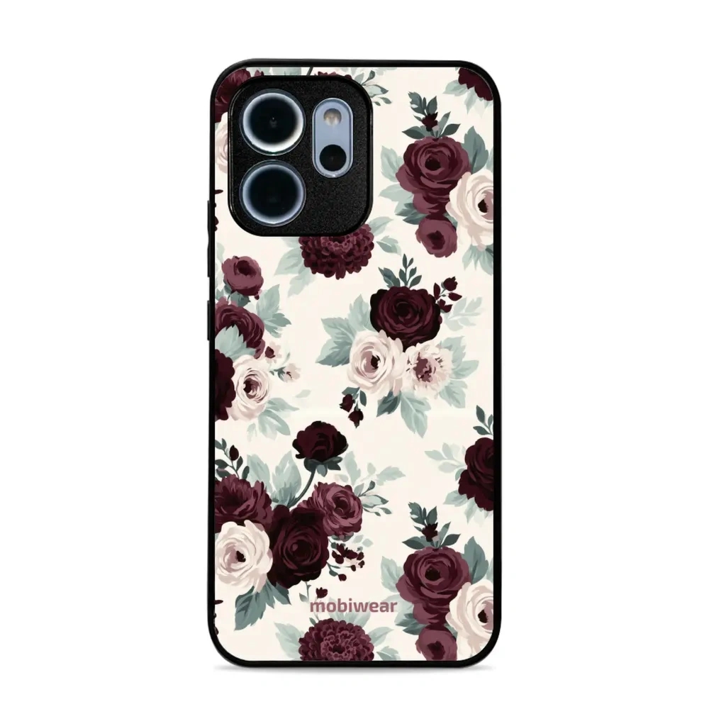 Etui ochronne do OPPO Reno14 F, Mobiwear Glossy Case, róże z szałwią na kremie
