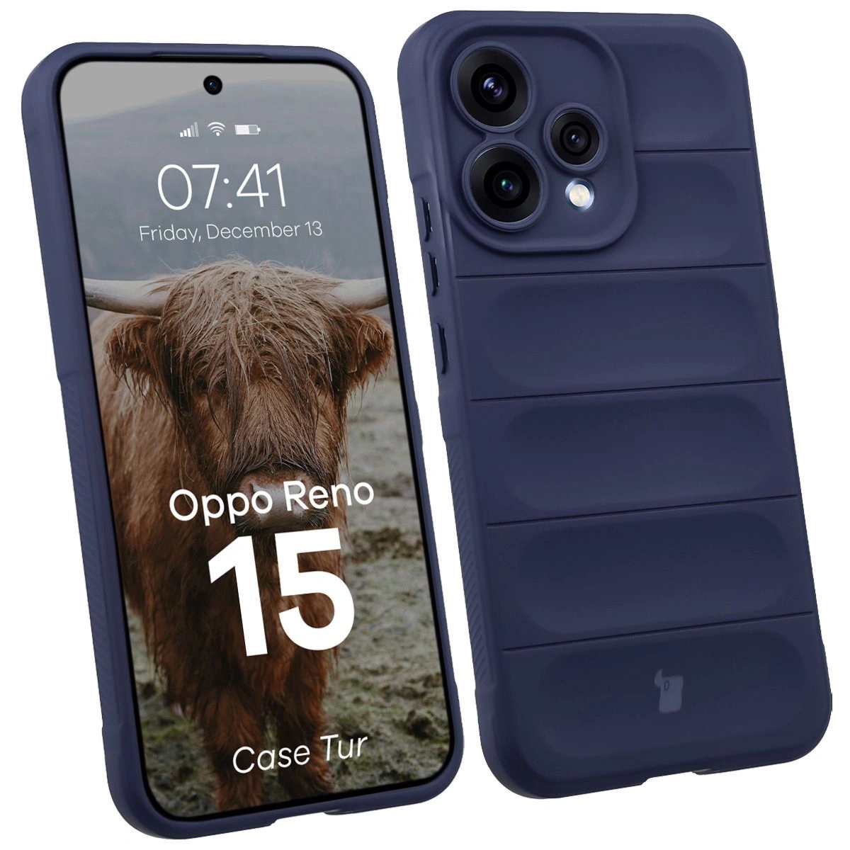 Pancerne etui Bizon Case Tur do Oppo Reno 15, granatowe