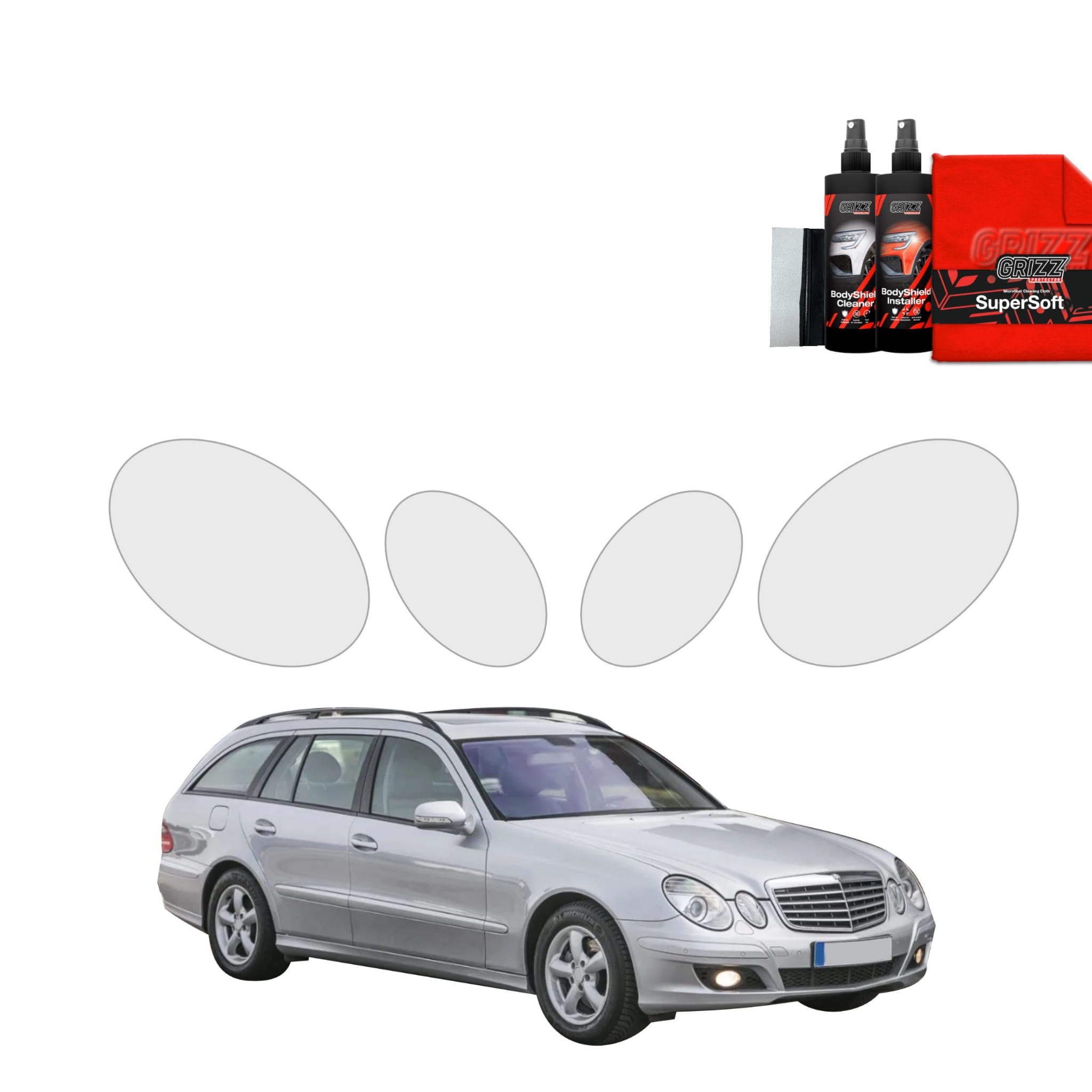 4w1 Folia ochronna na lampy Grizz Protector do Mercedes Benz E Klasa S211 Kombi (2002-2009)