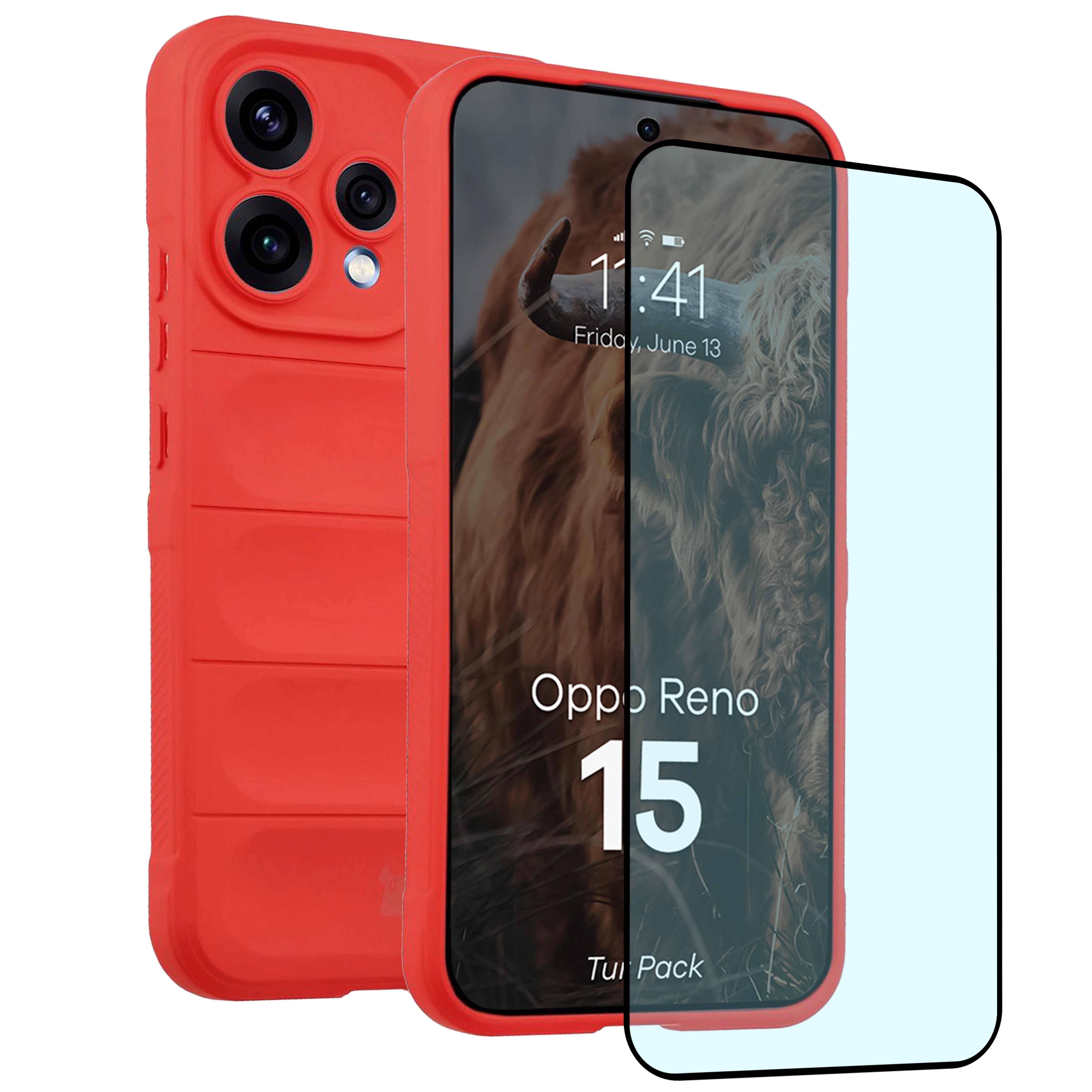 Pancerne etui + szkło hartowane Bizon Tur Pack do Oppo Reno 15, czerwone