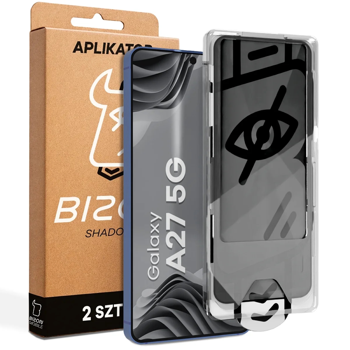 Szkło prywatyzujące z ramką aplikacyjną Bizon Glass Aplikator Shadow do Galaxy A27 5G, 2 zestawy