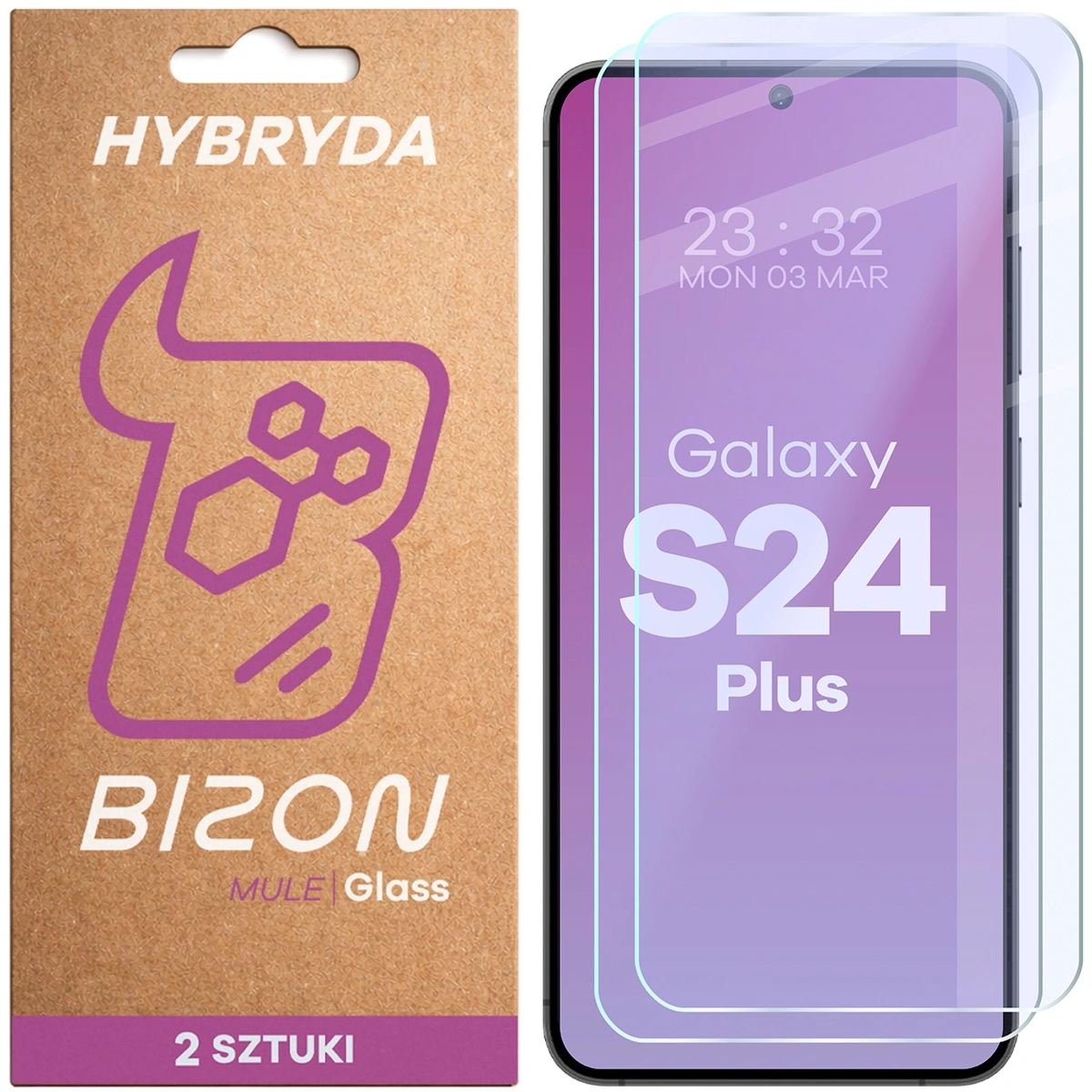 Elastyczne szkło hybrydowe Bizon Hybrid Mule Duo do Galaxy S24 Plus, 2 sztuki