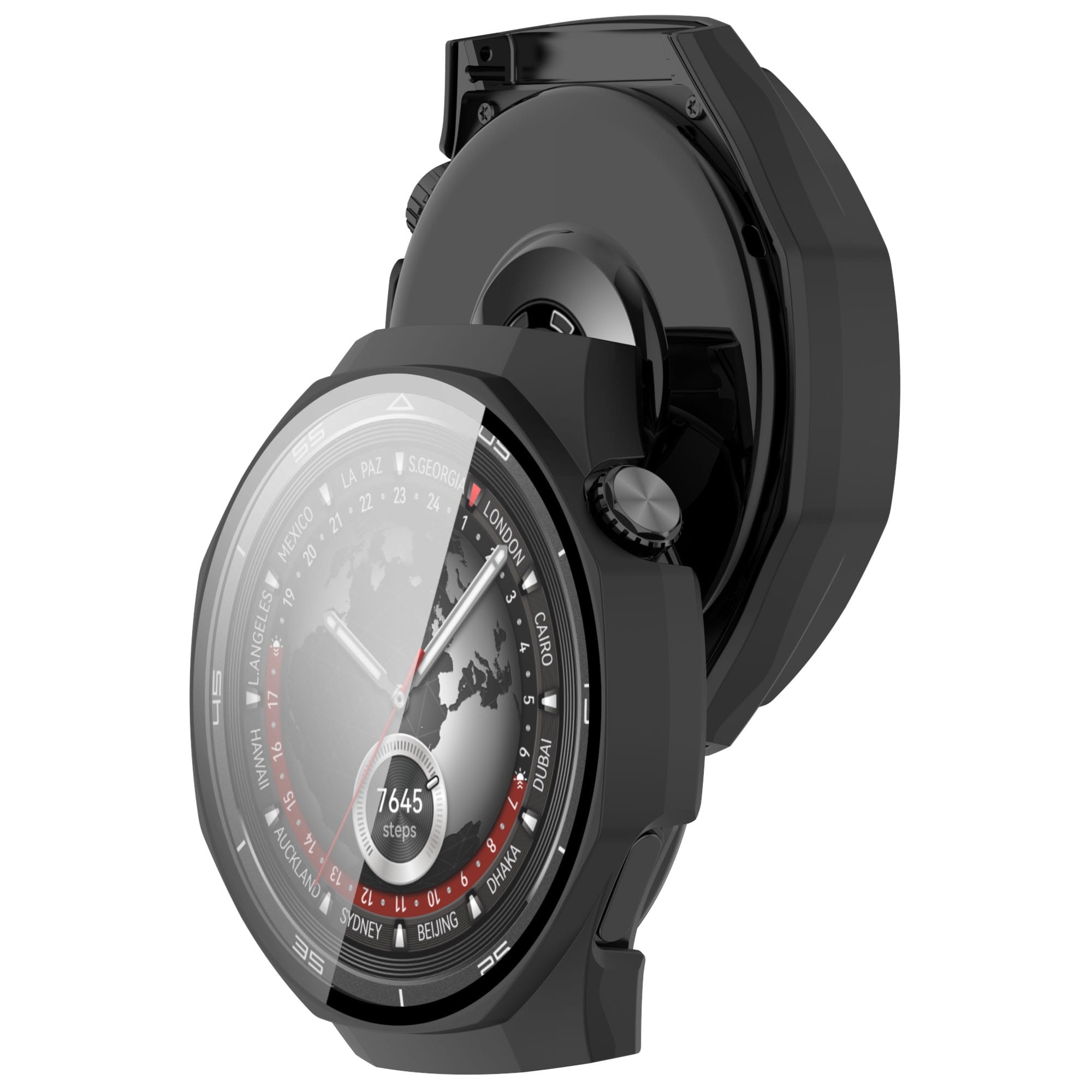Etui ze szkłem do zegarka Bizon Case Watch Adamo do Huawei Watch GT5 Pro 46 mm matowe czarne