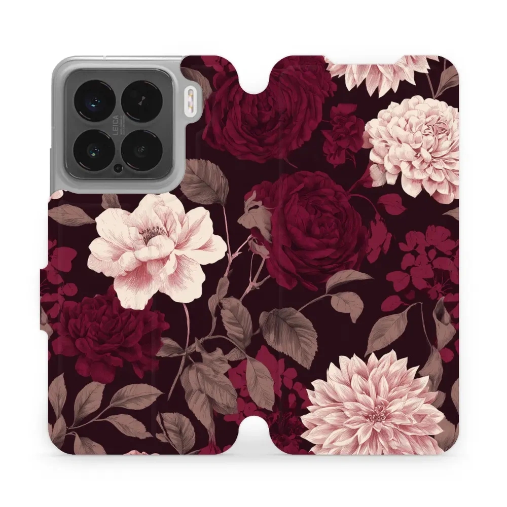 Etui z klapką do Xiaomi 15, Mobiwear Book, wino i dalie