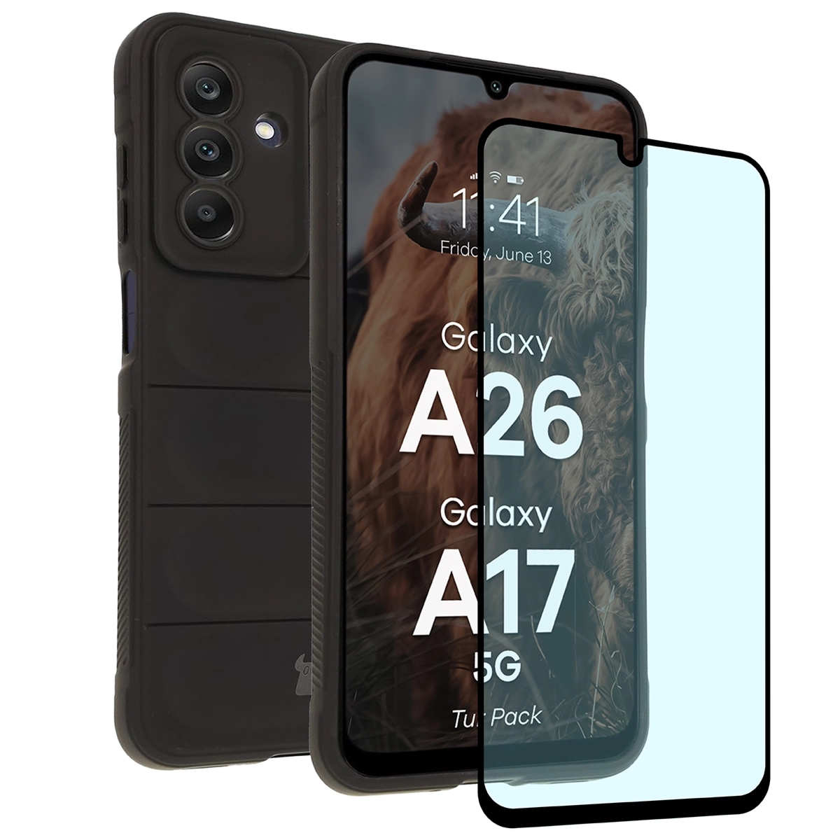 Pancerne etui + szkło hartowane Bizon Tur Pack do Galaxy A17 5G / A26 5G, czarne