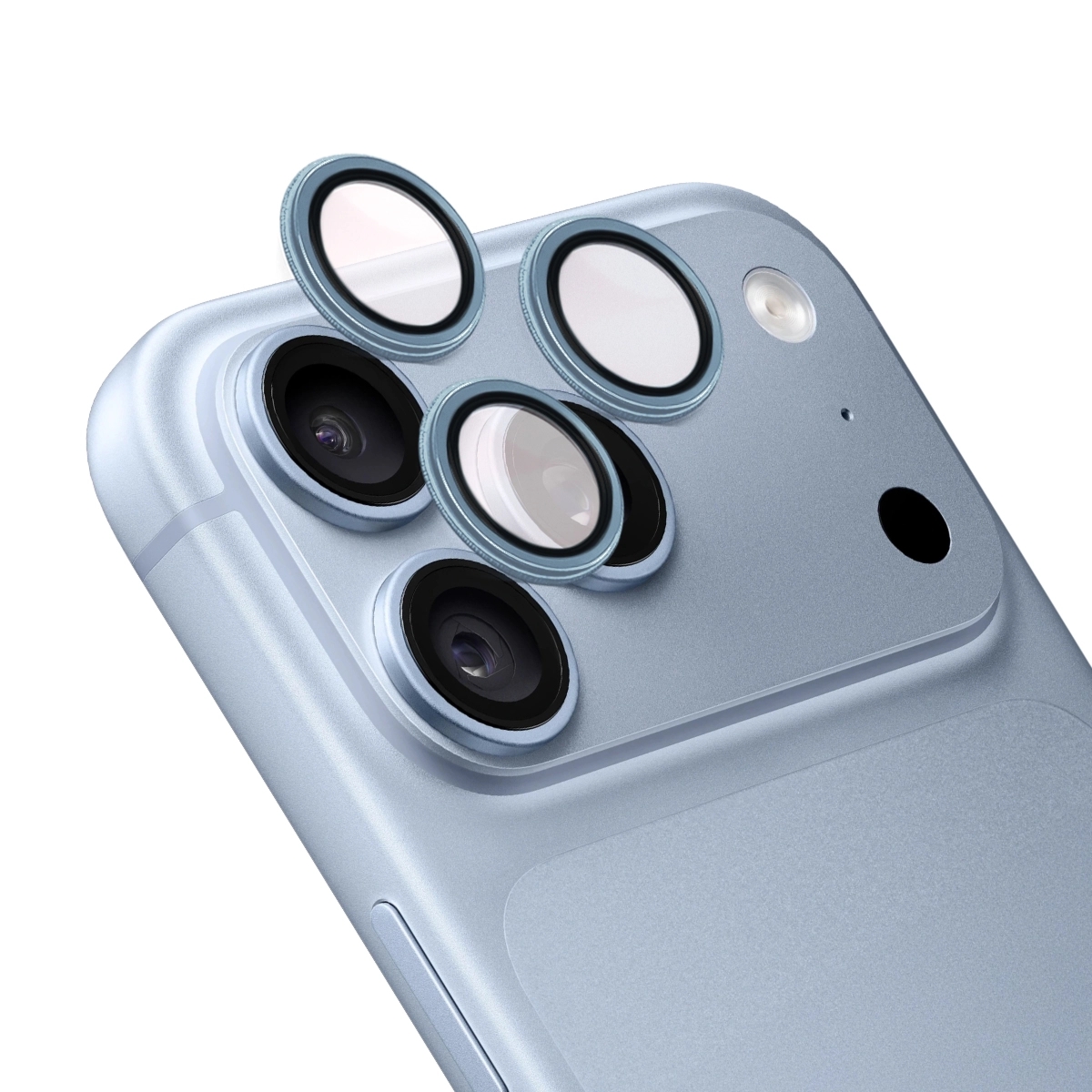 Szkło na aparat z aplikatorem Bizon Glass Snap Lens do iPhone 18 Pro / 18 Pro Max, 1 zestaw, błękitna ramka
