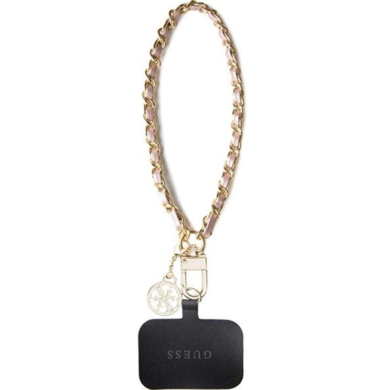 Image of Smycz do telefonu Guess Universal Wirst Chain / pasek, różowa ze złotym łańcuszkiem