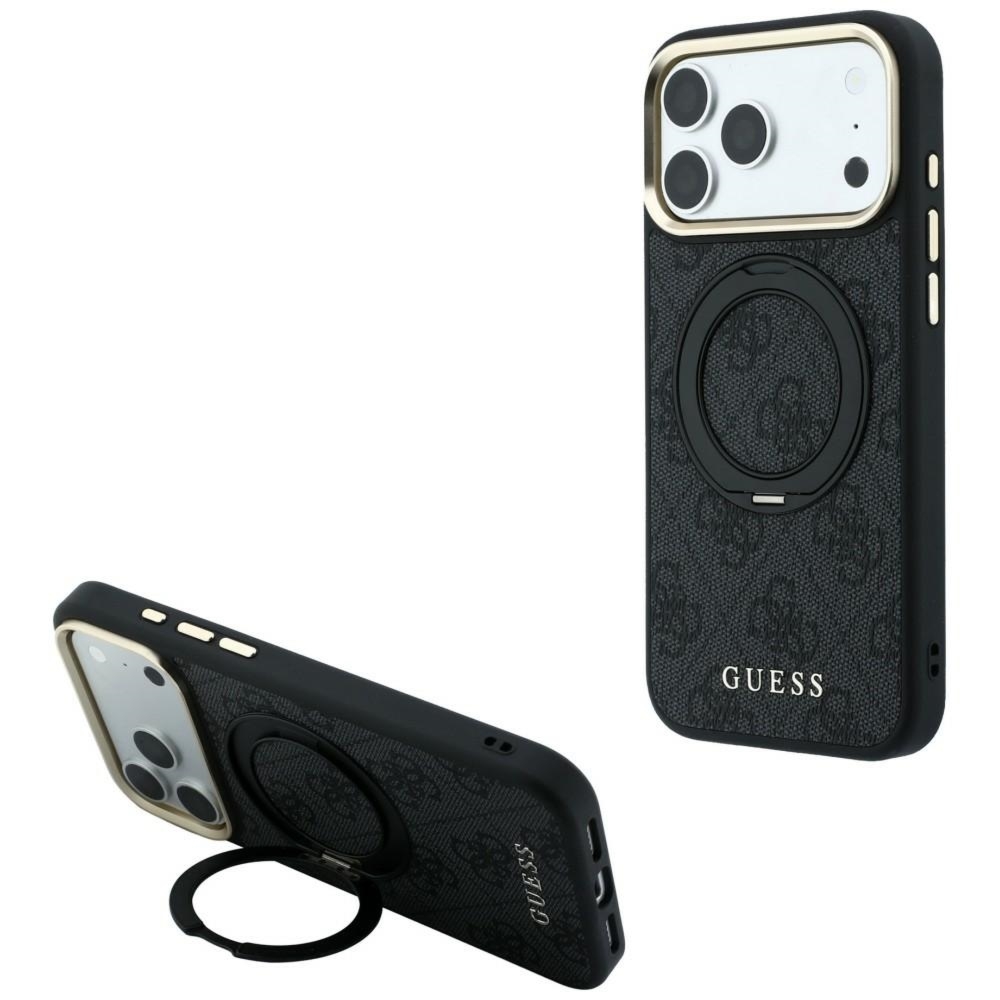 OUTLET: Etui Guess Ring Stand 360 4G Classic Logo do iPhone 18 Pro / 17 Pro do MagSafe, czarne