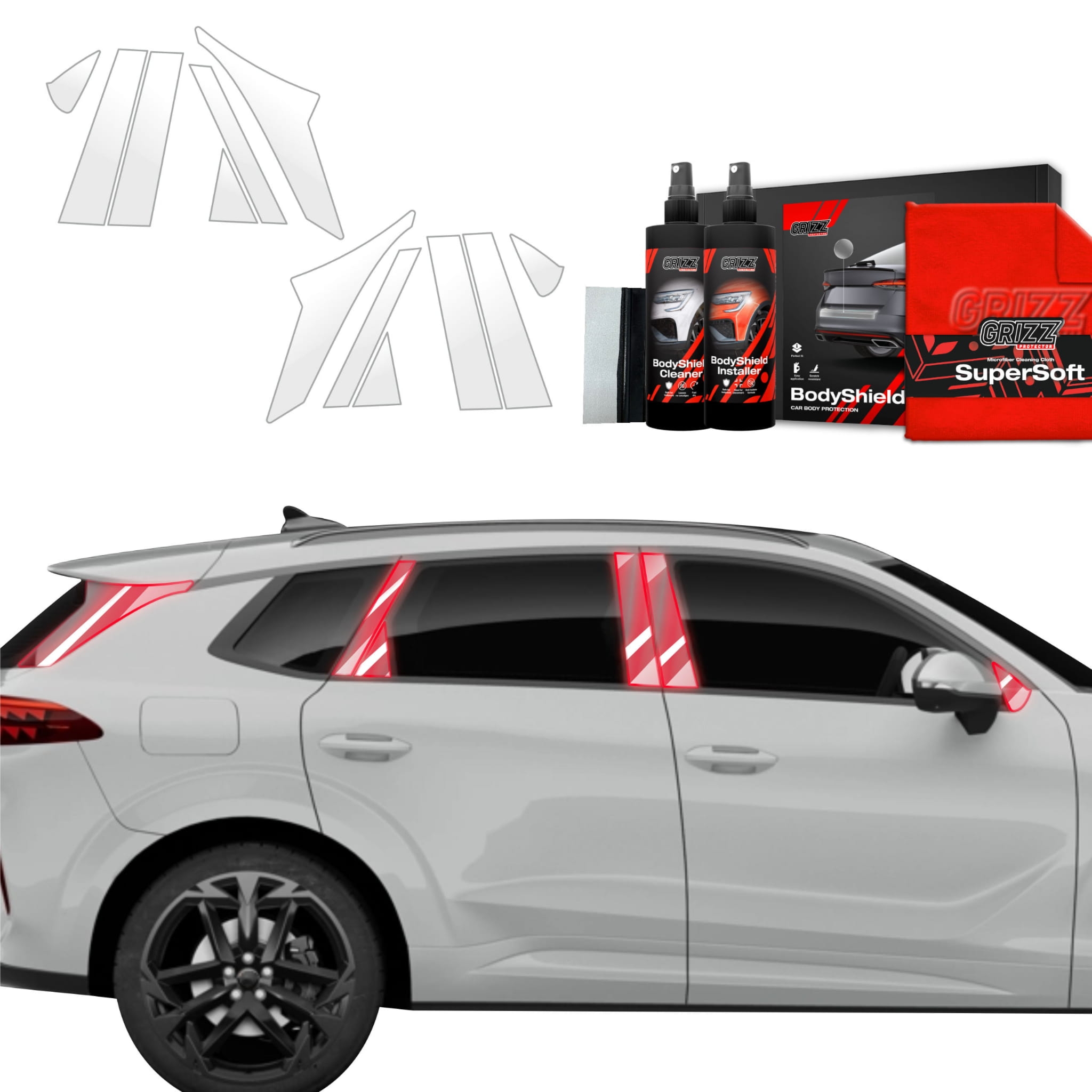 OUTLET: 12w1 Folia ochronna Grizz Protector na słupki do Cupra Terramar (2024-2026)