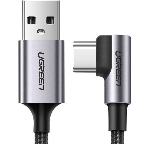 Image of Kabel kątowy Ugreen USB-A / USB-C Quick Charge 3.0, 2m, szary