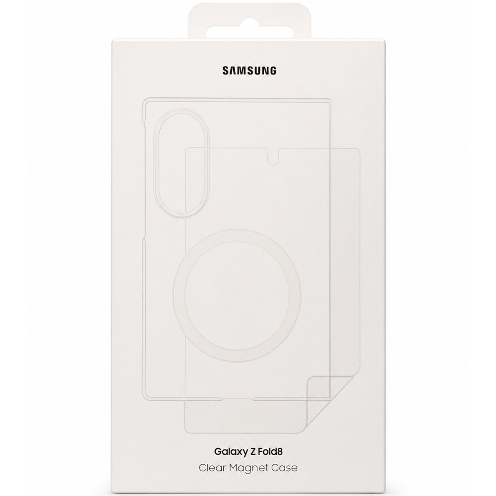 Etui + 2x folia antyrefleksyjna na przedni ekran Samsung Clear Magnet Case do MagSafe do Galaxy Z Fold8, przezroczysto-białe