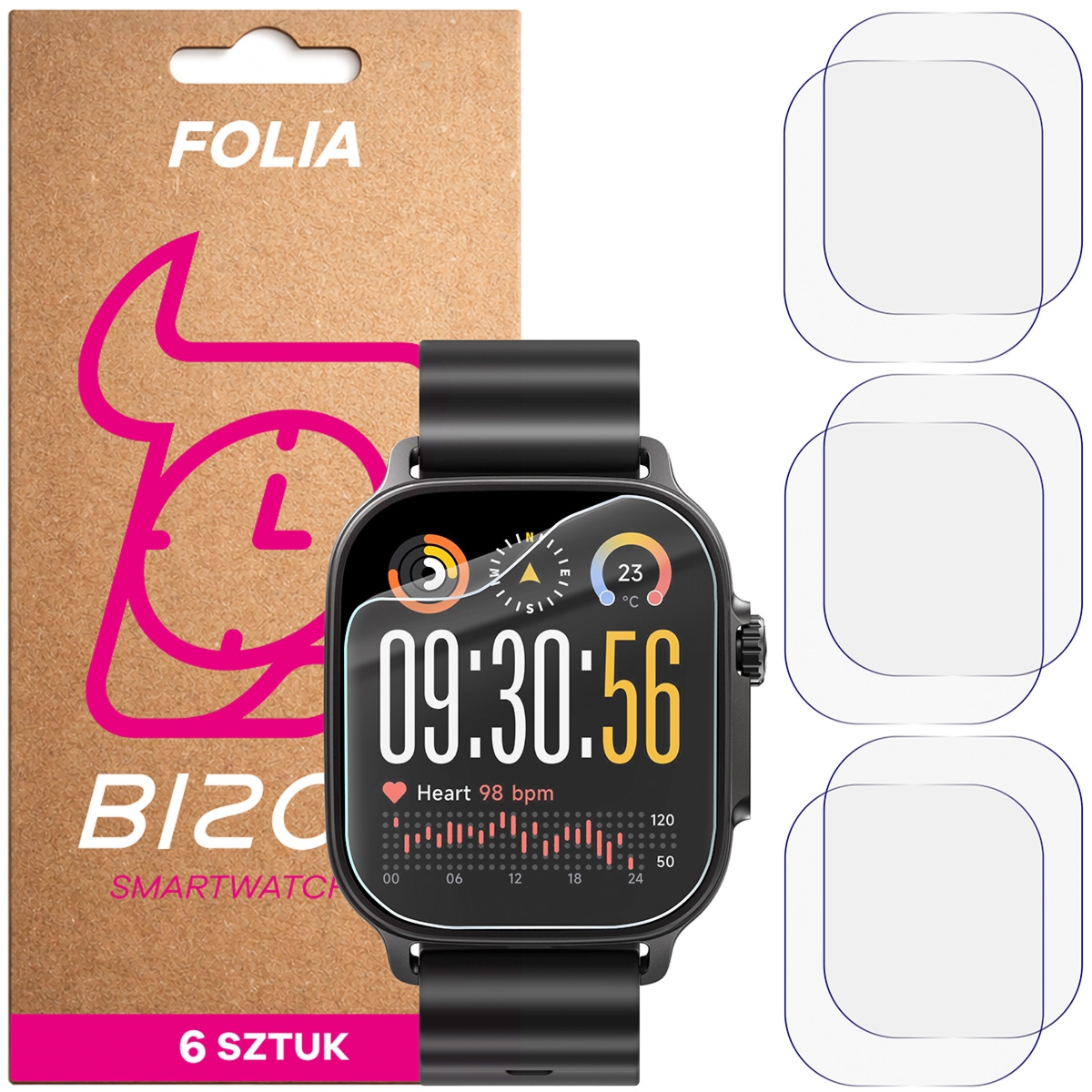 Folia ochronna na ekran zegarka Bizon Watch Film HydroFlex do Realme Watch 5, 6 sztuk