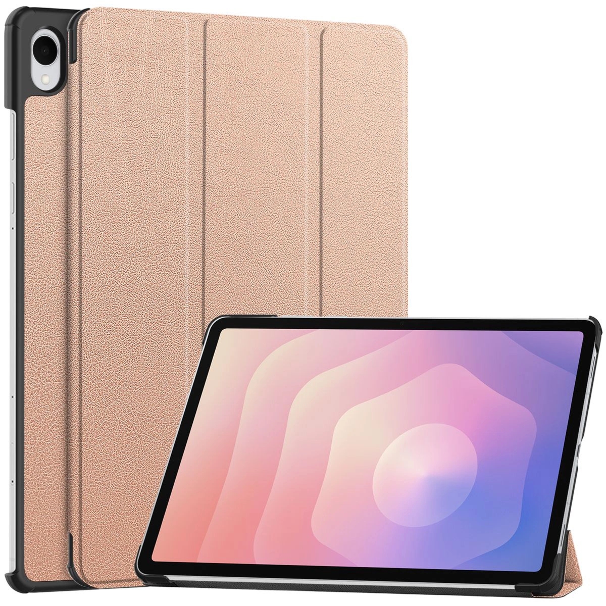 Etui z klapką Bizon Case Tab Croc do Galaxy Tab S11, różowozłote