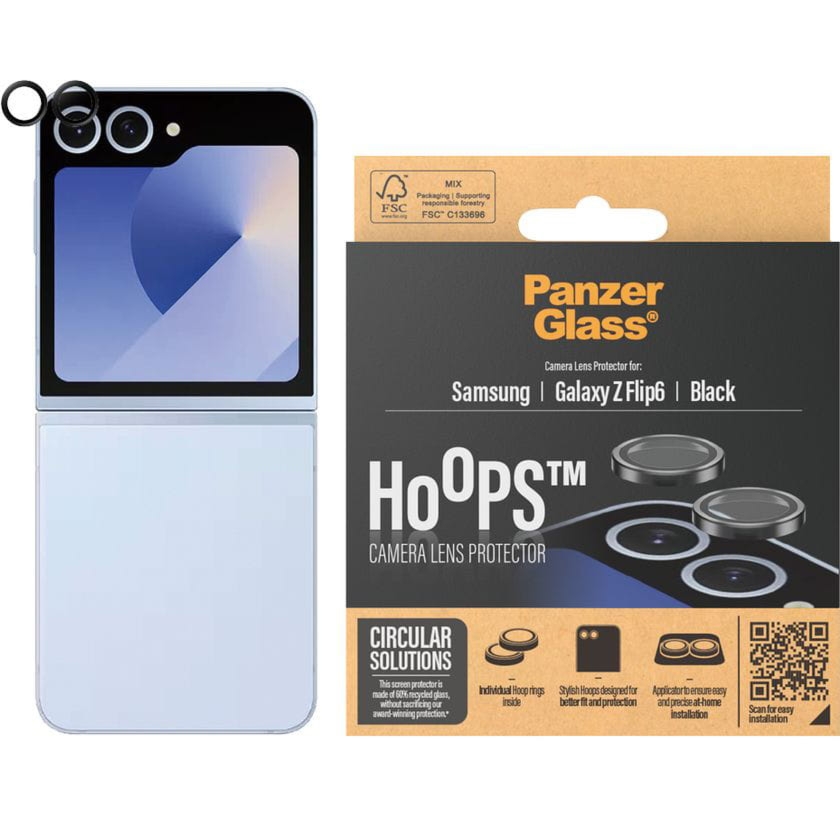 Szkło hartowane na aparat PanzerGlass Hoops do Galaxy Z Flip7 FE / Z Flip6, czarne