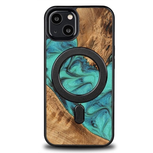 Image of Drewniane etui Bewood do iPhone 13, Turquoise MagSafe