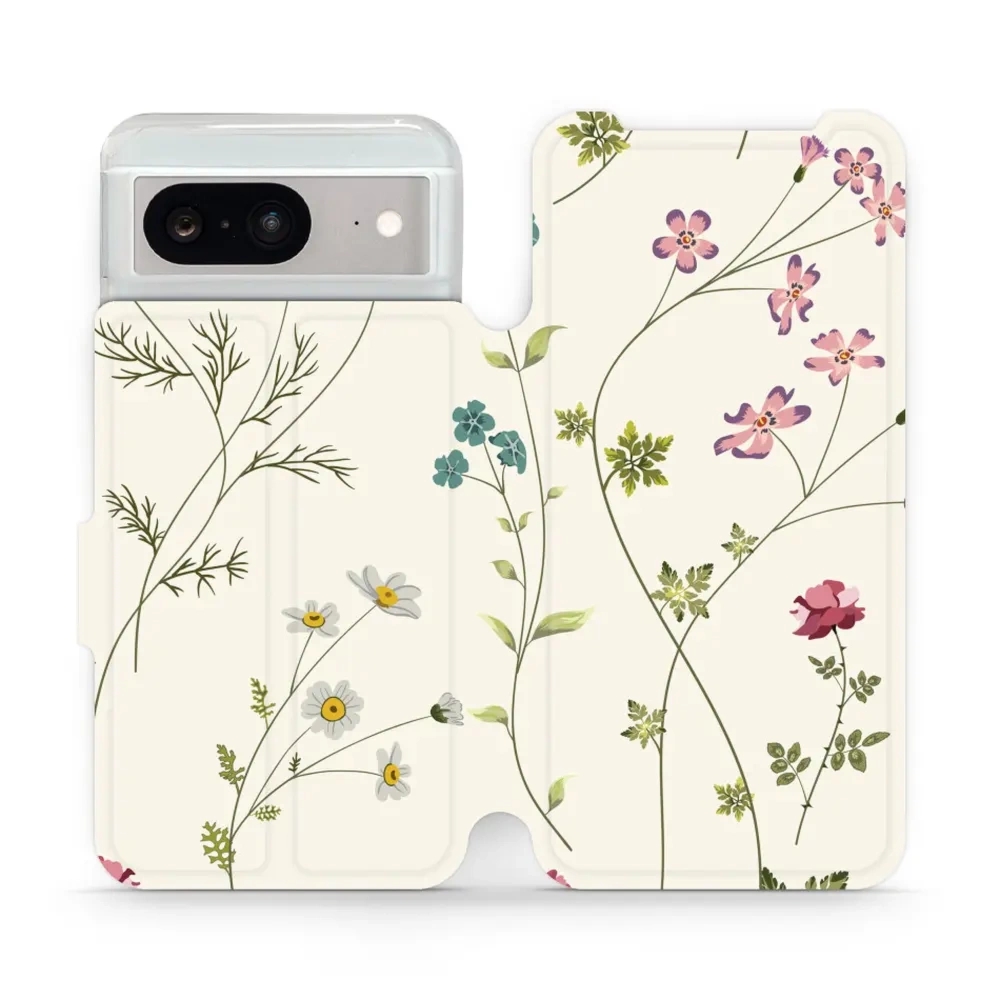 Etui z klapką do Google Pixel 8, Mobiwear Book, polne kwiaty