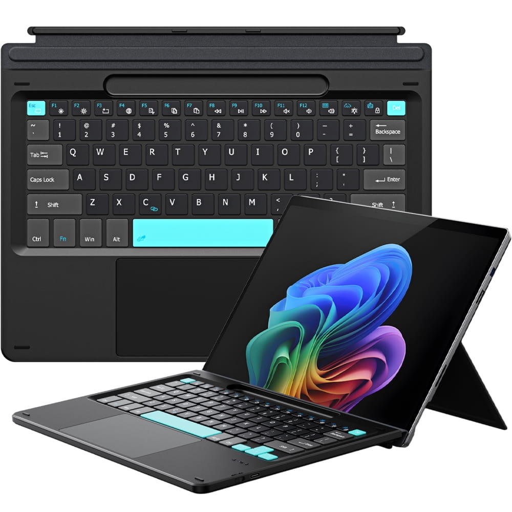 Klawiatura magnetyczna Bluetooth Dux Ducis (CK Series) do Microsoft Surface Pro 11 / 10 / 9 / 8 / X, czarna z jasnoniebieskimi klawiszami