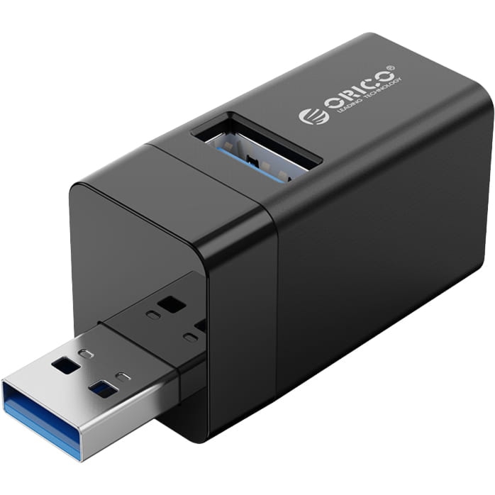 HUB, adapter Orico Mini 3in1 USB HUB, 1x USB-A 3.0, 2x USB-A 2.0, czarny