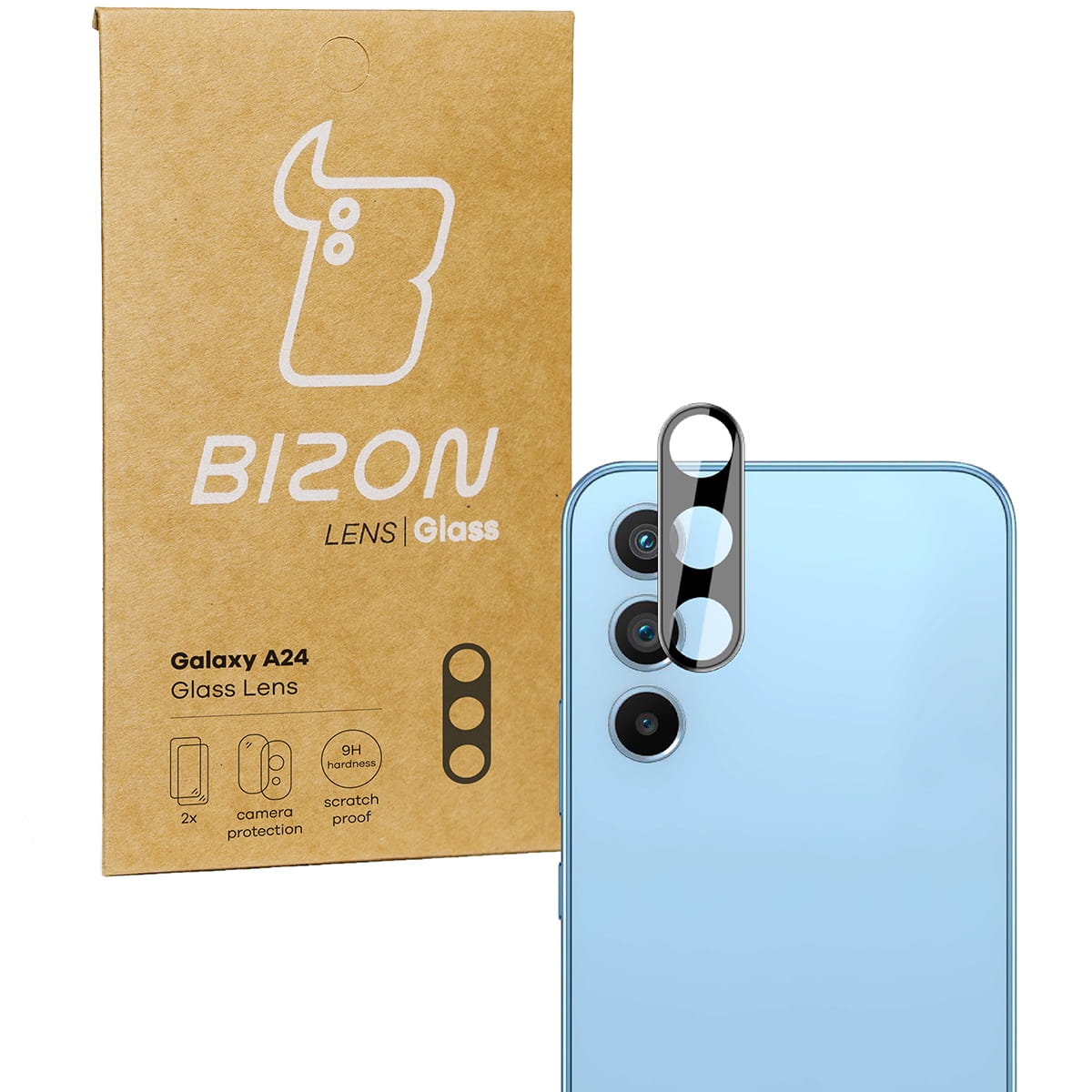 Image of Szkło na aparat Bizon Glass Silk Lens do Galaxy A24 4G, 2 sztuki
